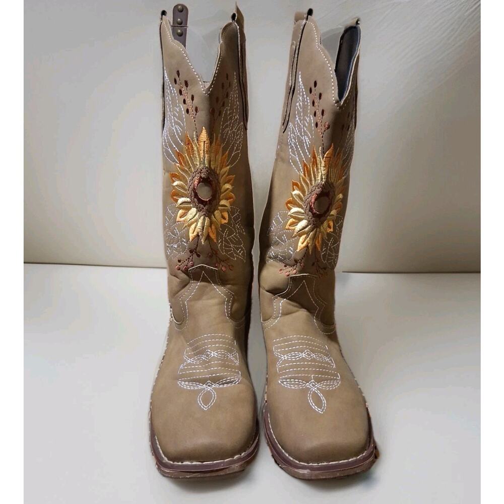 Gomelly Ladies Cowboy Boot Sunflower Equestrian Western Wedding Rodeo Size 10/42